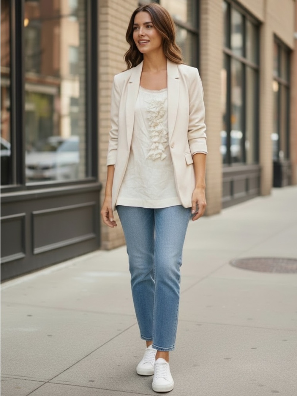 DKNY silk ruffle sleeveless blouse